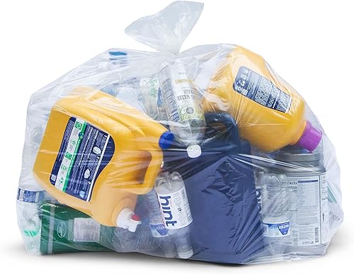 Miniatura 7 de Bolsas de basura transparentes de 55 galones, (50 bolsas con lazos) bolsas de basura grandes de plástico transparente para reciclaje.