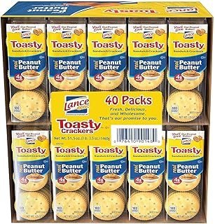 Lance Toasty Crackers, Real Peanut Butter, 51.5 Ounce (Pack of 40)