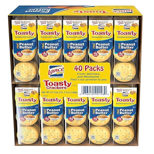 Lance Toasty Crackers, Real Peanut Butter, 51.5 Ounce (Pack of 40)