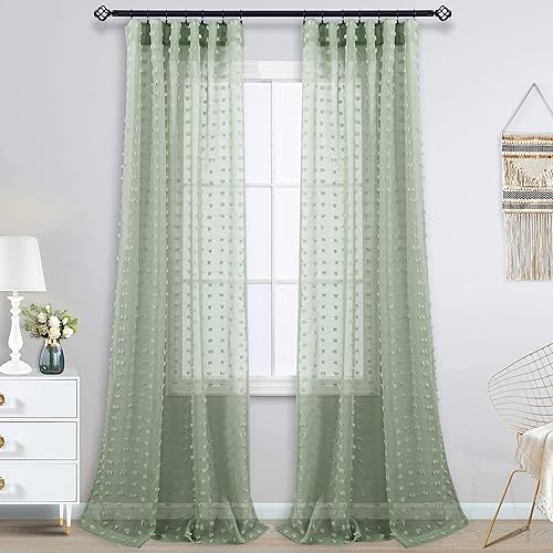 Miniatura 20 de KOUFALL Cortinas de Navidad verde esmeralda oscuro para sala de estar, Cortinas Navideñas para la Sala de Navidad, cortina transparente texturizada