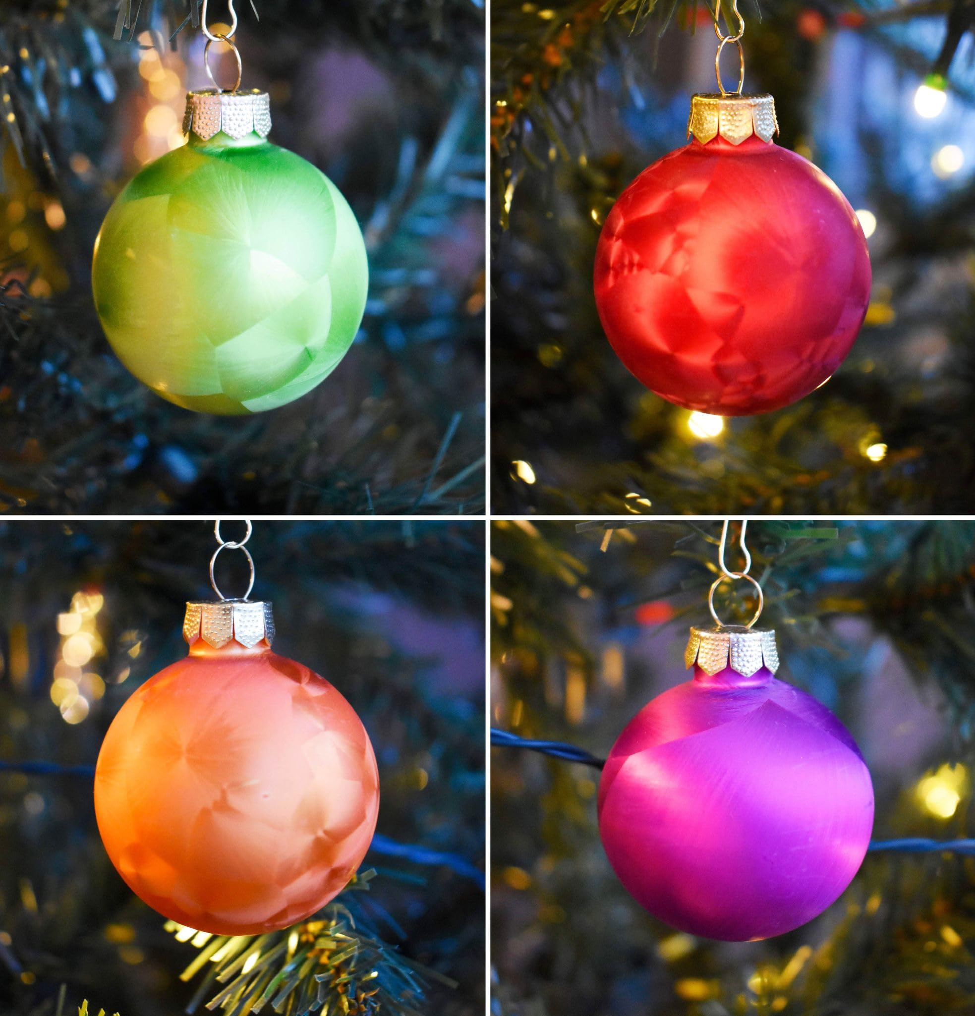JACK by Inge Glas 60x Glas Christbaumkugeln 4 5 6 7 cm Eislack Bunt Mille-Fiori + Haken