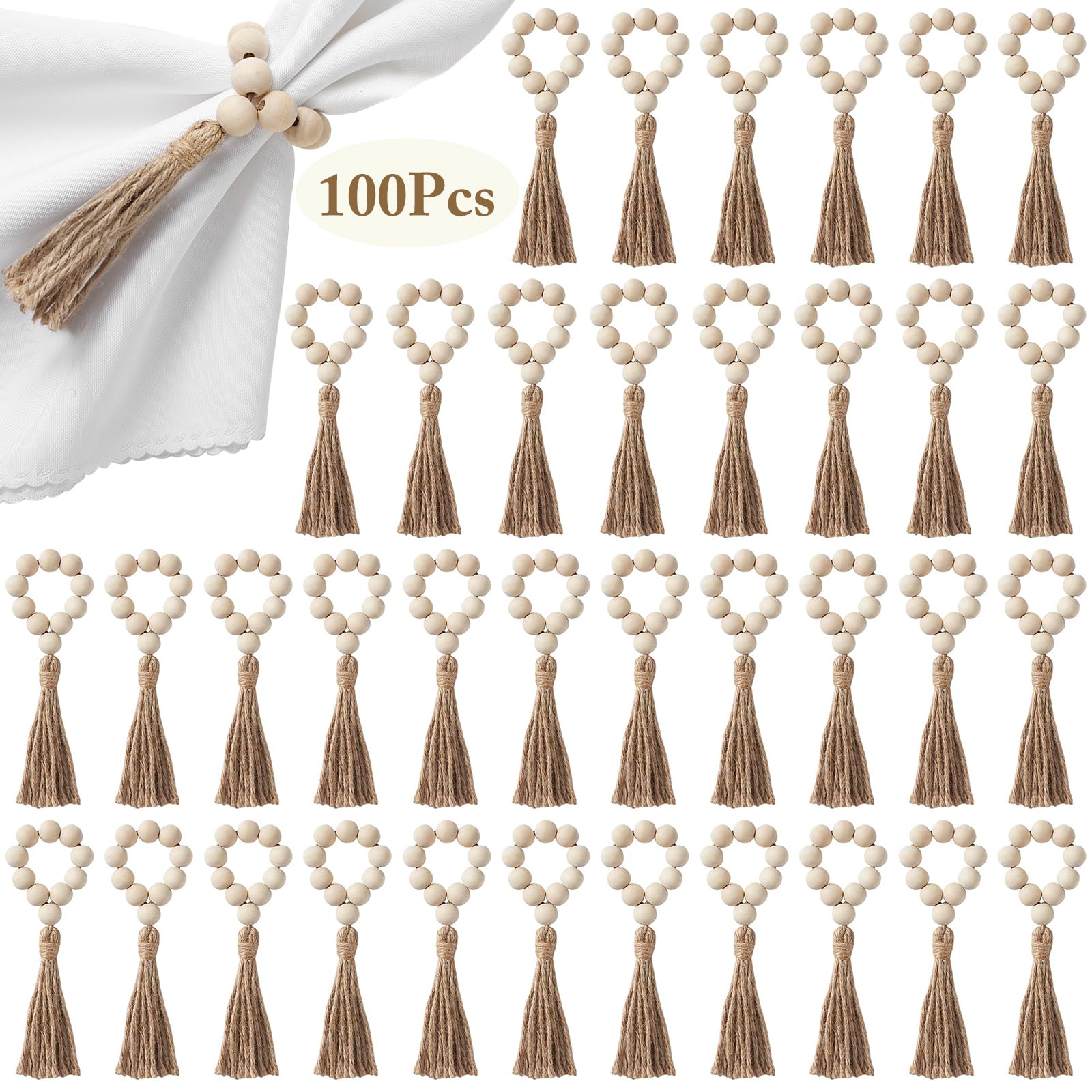 Set di 100 portatovaglioli in legno