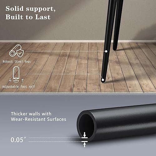 Miniatura 5 de Juego de 2 sillas de comedor, asiento acolchado más grande de tela clásica, patas de metal resistentes y respaldo ergonómico, sillas modernas de