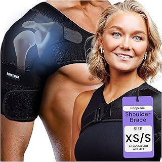 ZENKEYZ Shoulder Brace for Men & Women, Size rage XS-3XL, Torn Rotator Cuff, Tendonitis, Dislocation, Pain, Neoprene Shoulder Compression Sleeve Wrap (Black, XSmall/Small)