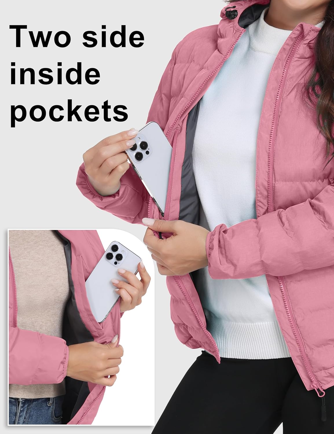 Little Donkey Andy Women's Lightweight Puffer Jacket Hooded Windproof Winter Coat