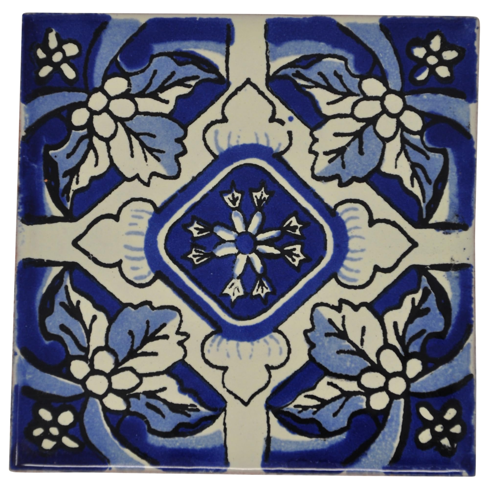 Tumia LAC Handmade Mexican Talavera Tile - Authentic Style Emanuel Ceramic Tiles for Crafts, Backsplashes and Home Improvement - 25 Pack