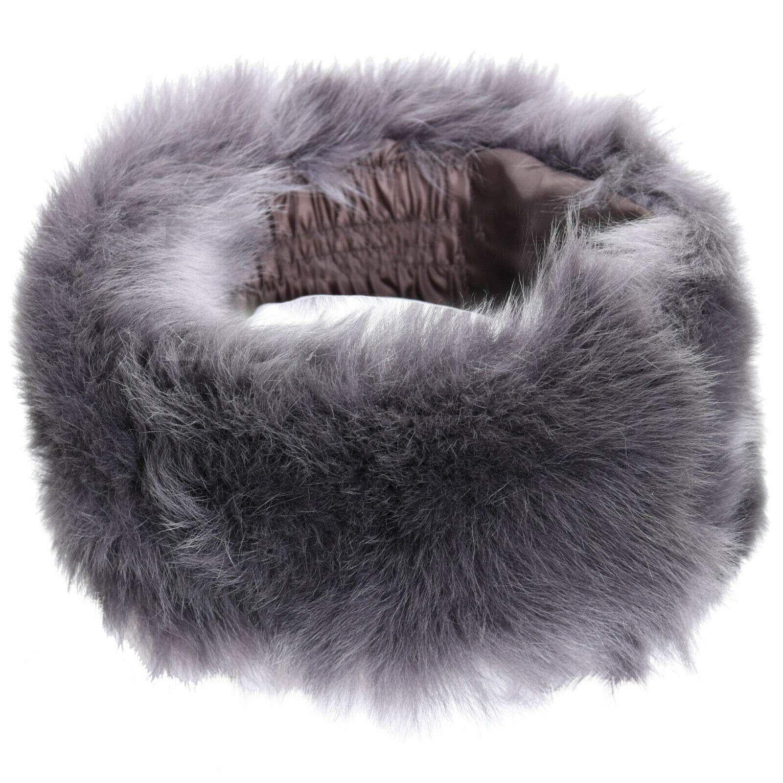 Infinity Leather Damen Warm Stylish Winter Grau Brissa Toscana 100% Schaffell Leder Vlies Stirnband
