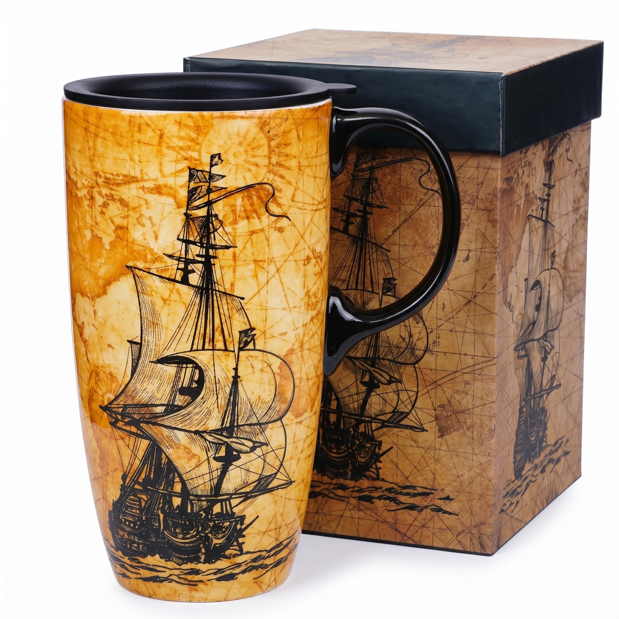 Mug en céramique Topadorn de 500 ml avec boîte cadeau pour amateurs de thé et voyage