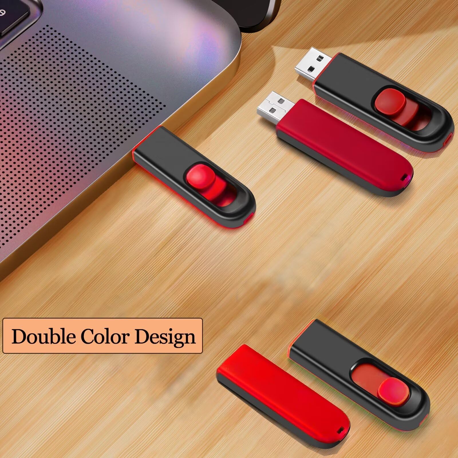 Chiavette USB 64GB Pendrive, MAKACTUA USB 2.0 USB Unità Flash 64 Giga Memoria USB Stick con Design Retrattile per Laptop PC Desktop Rosso