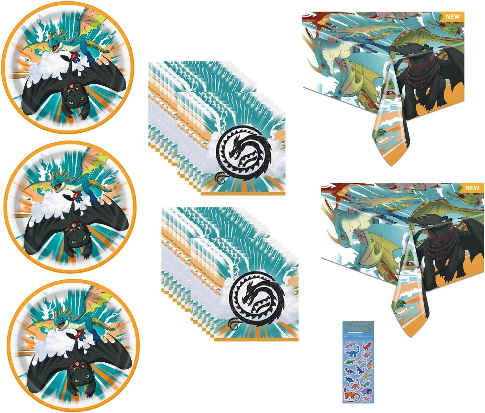 Unique How to Train Your Dragon Birthday Party Supplies Bundle Includes 24 Lunch Plates, 32 Lunch Napkins, 2 Table Covers - Serves 24