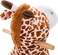 Vista 9 de Qaba Juguete de Caballo Mecedor de Peluche para Niños Estilo Jirafa con Canción para 18-36 Meses, Marrón
