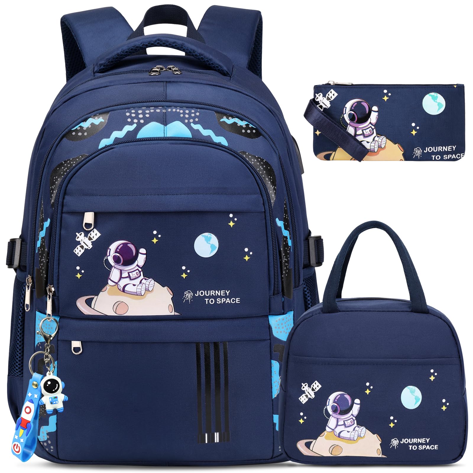 Backpack for Boys - Boy Backpack Schoolbag for Boys Kids Children Teens Girls Elementary Middle School Bags, Waterproof Lightweight Kids Bookbag Backpacks Casual Daypack with Lunch Bag Set