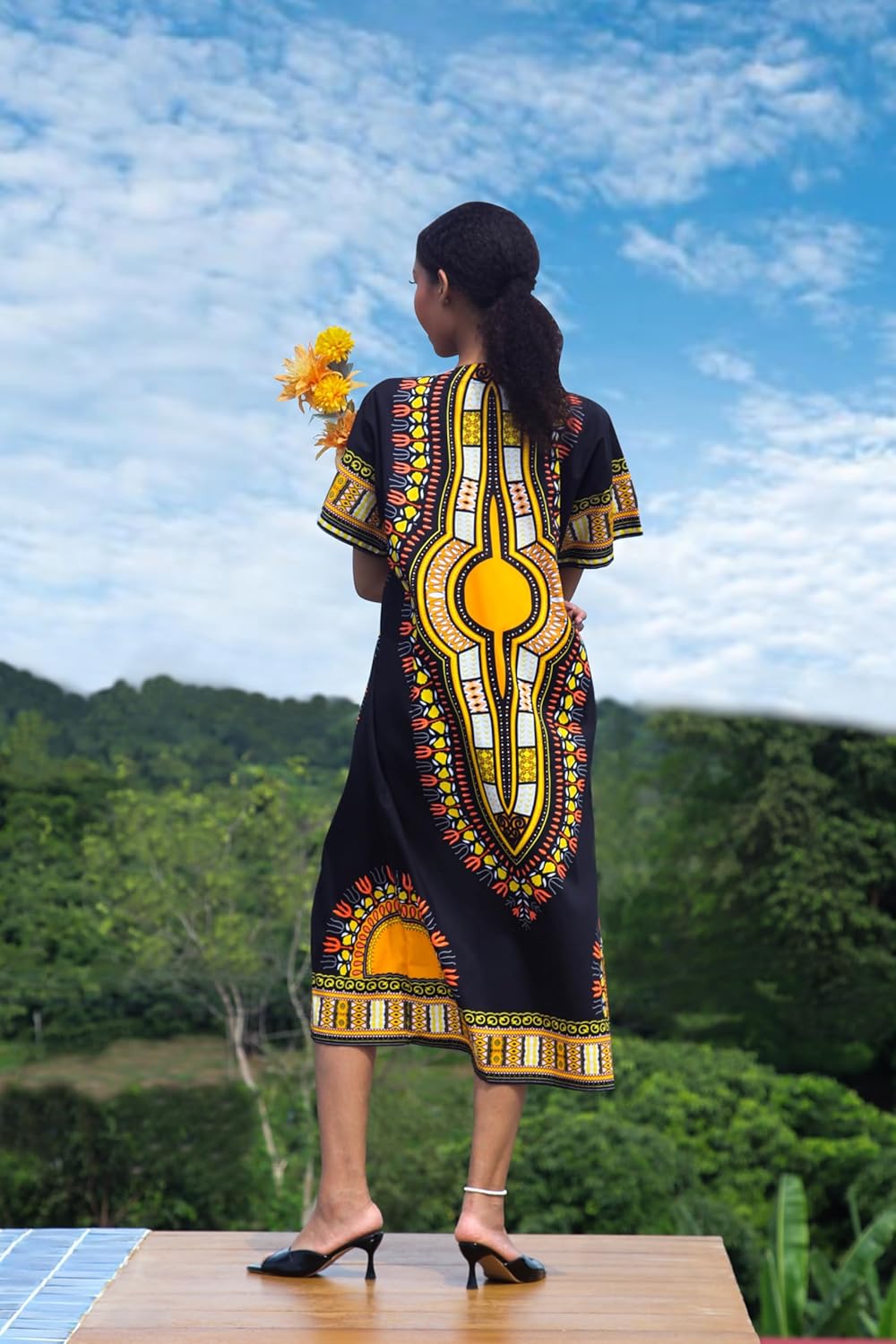 DA'IKI 流れるファッションアウターマント コットン ボールド ダシキ レディース ドレス 流れるローブ