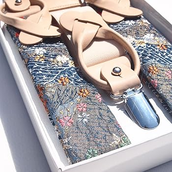 Four Seasons Men's Brocade Japanese Pattern Suspenders (1.3