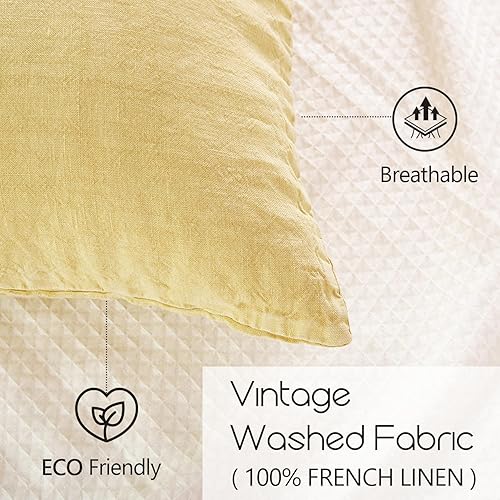 Miniatura 59 de S VICTORY SYMBOL 100% Organic Linen Pillowcases 20"x30" Set of 2,French Natural Flax Soft Durable Pillowshams Sandy Beige,Standard