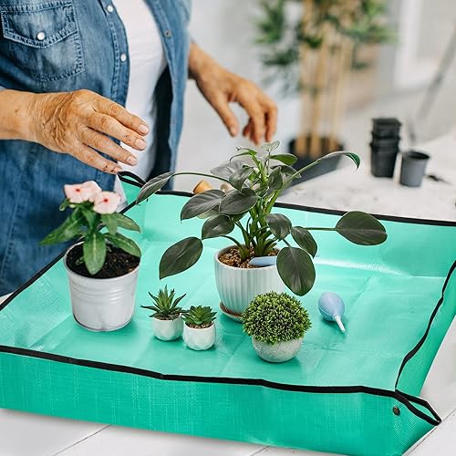 Miniatura 6 de TOPZEA Juego de 23 herramientas para suculentas, 2 paquetes de 39.4 pulgadas, tapete de trasplante de plantas de interior, suministros de