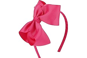 MEEDEE Solid Pink Ribbon Bow Headband