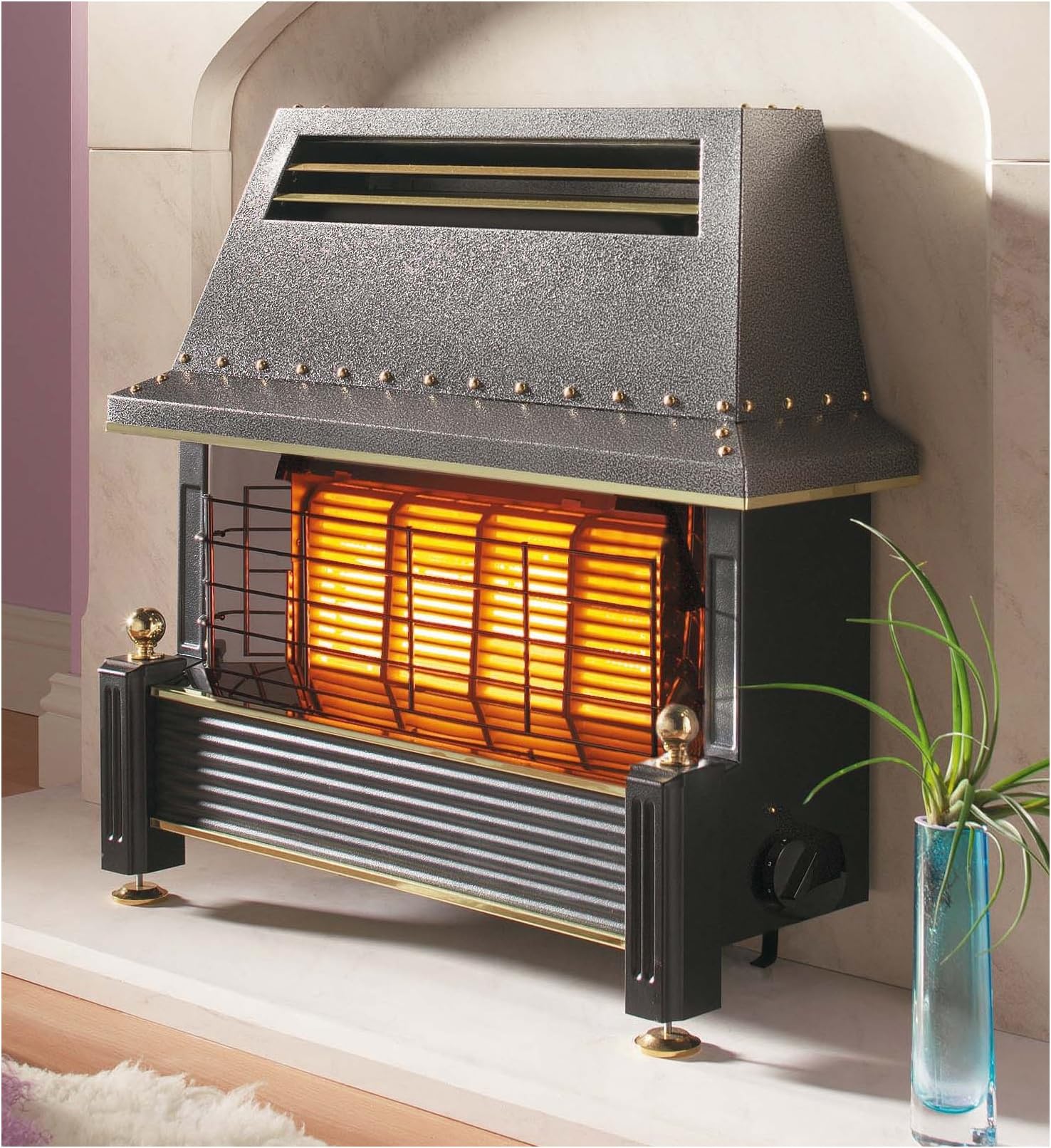 Flavel Regent Gas Fire - Natural Gas Heater, Outset Fireplace - Regency Style - Black by Flavel