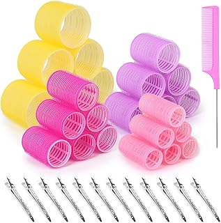 Self Grip Hair Rollers Curlers Set 36Pcs, Hair Roller Sets 4 Sizes (Jumbo, Large,