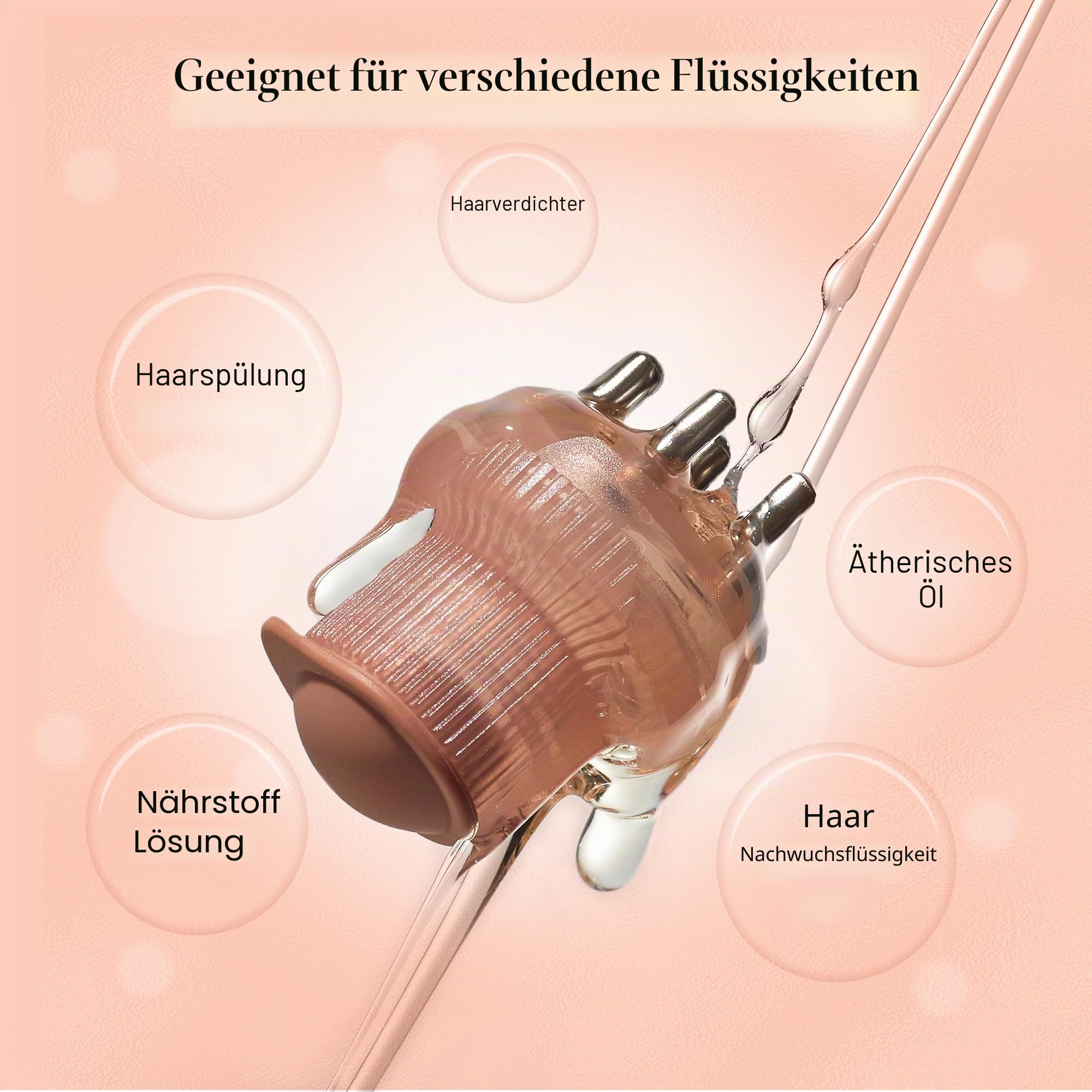 Kitsch Kopfhaut- & Haaröl-Applikator - Mit Edelstahlborsten - Kopfmassagegerät Kopfhaut, Präzise Serum und Ölverteilung für gleichmäßiges und sauberes Ölen - Ultimative Haarpflege - Terrakotta