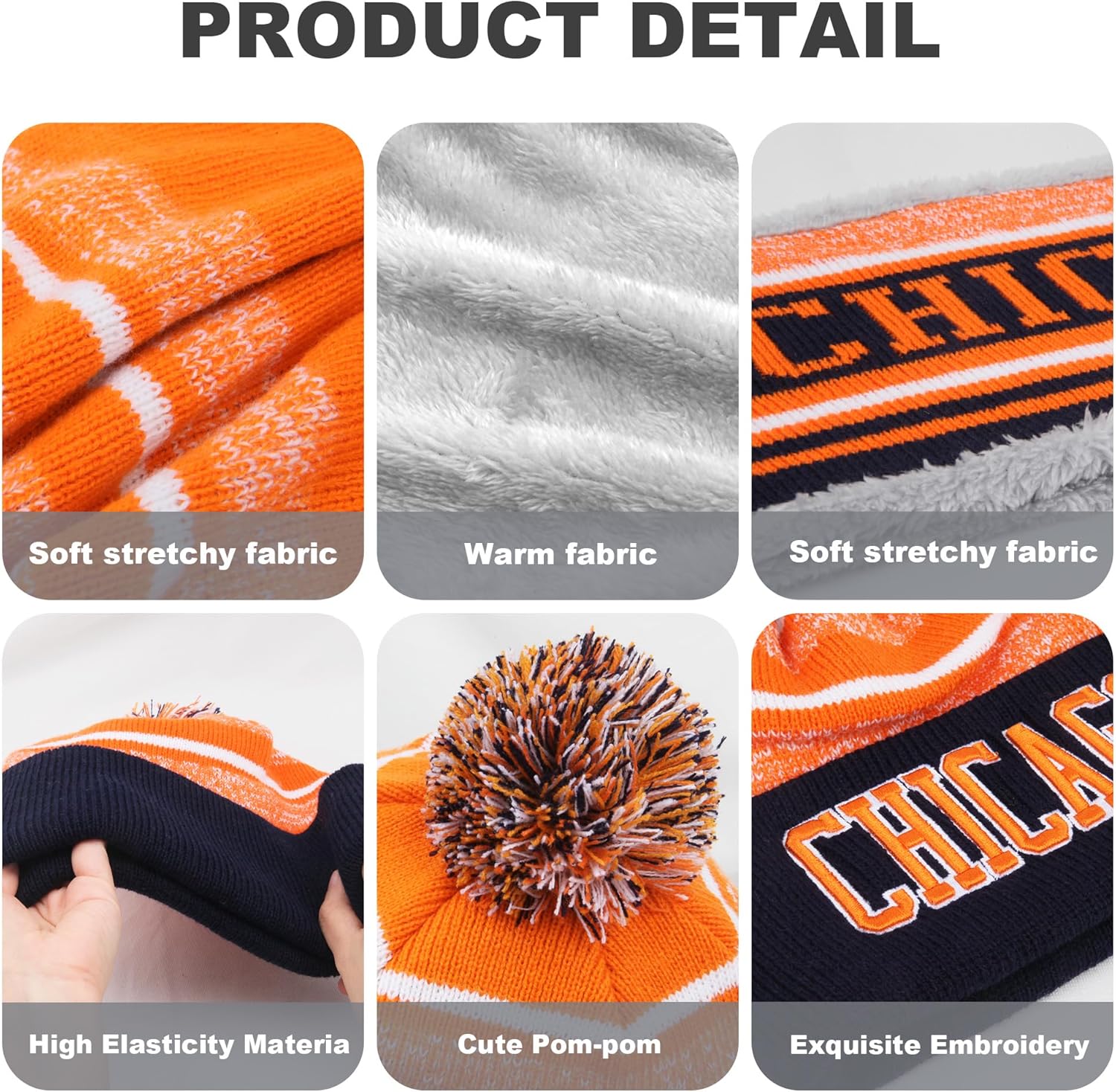 Winter Beanie Hat Circle Scarf Set, Warm Football Knit Beanie Hat - Image 5