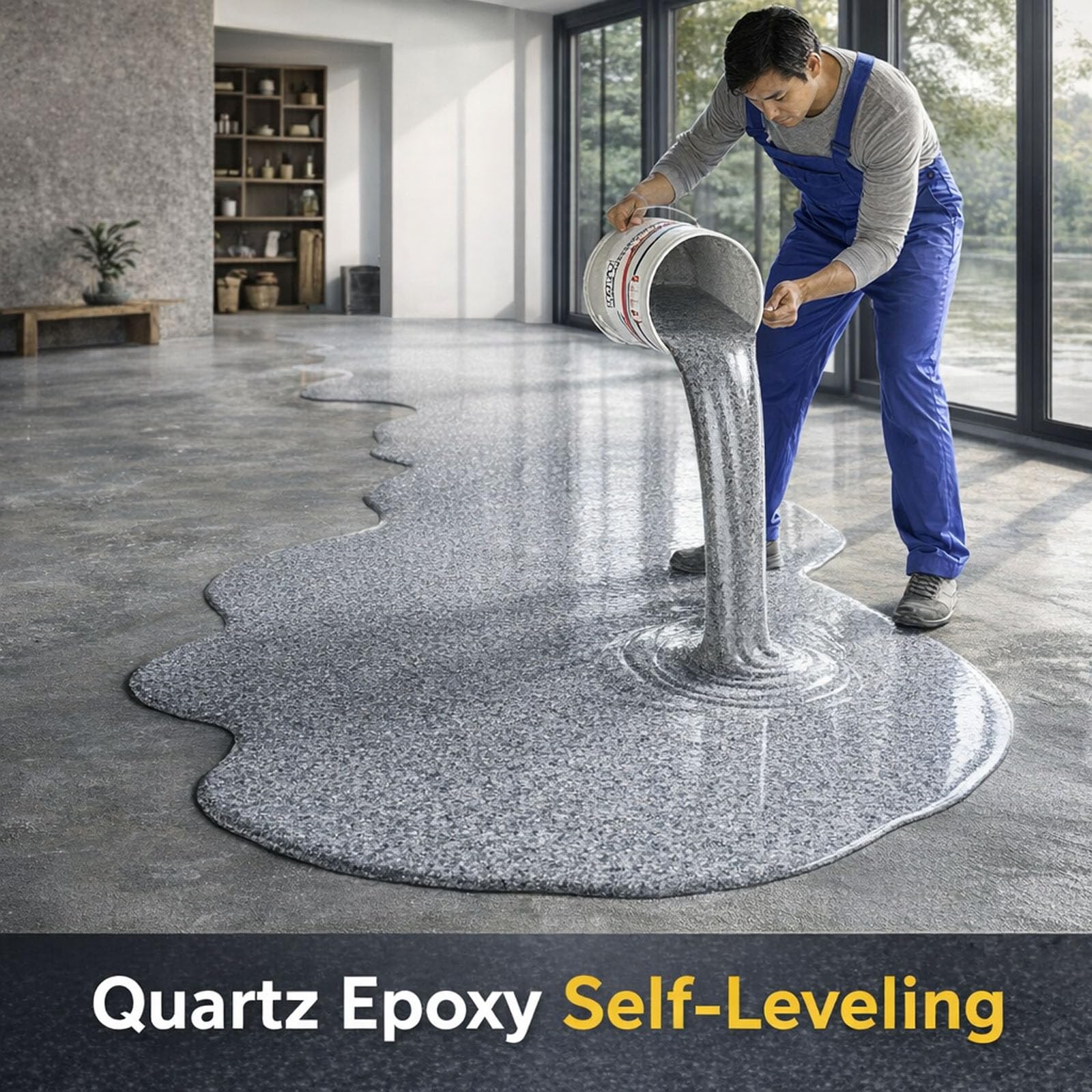 Epoxy Floor Paint,Epoxy Colored Sand Floor Paint 352Oz, High-gloss Marble Effect Coating, Garage Floors Painting, Covers Approximately 60 to 68 Sq Ft (white marble grey, 2kg) — view 6