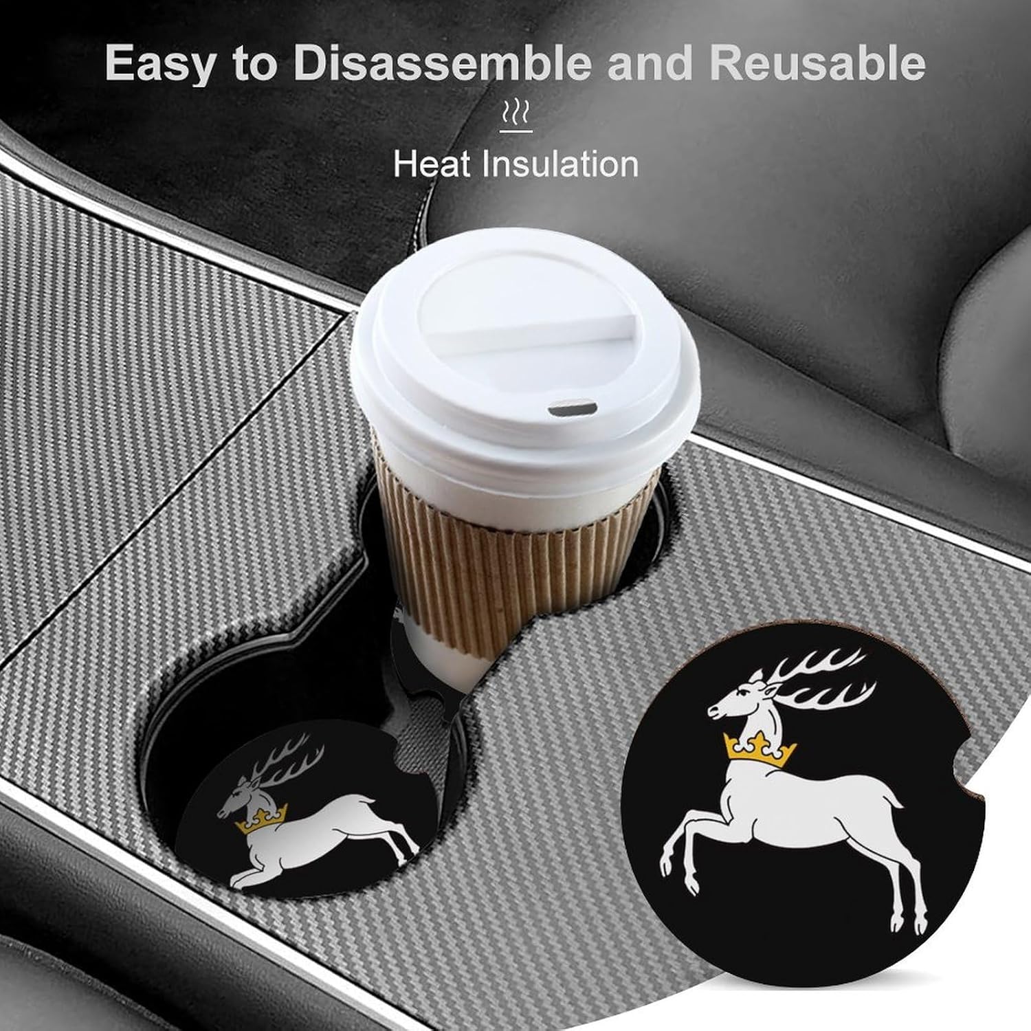 Lublin Voivodeship State Flag Cute Car Coasters 2.56 Inch Absorbent Cup Holder for Drinks Auto Interior Accessories
