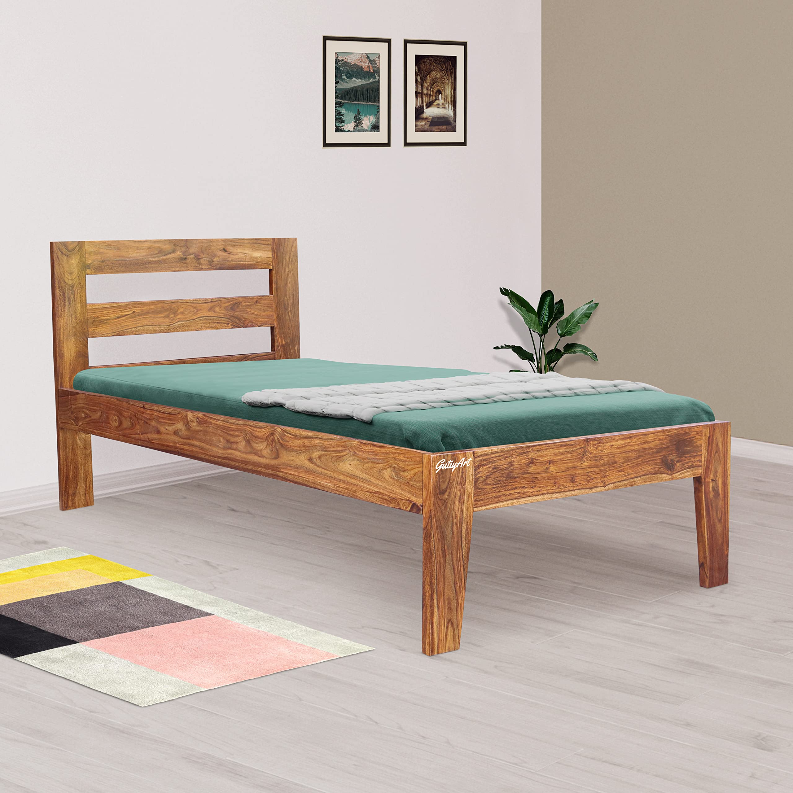 Buy Platinum Wood Decor Solid Sheesham Wood Glorious Single Bed/Cot for