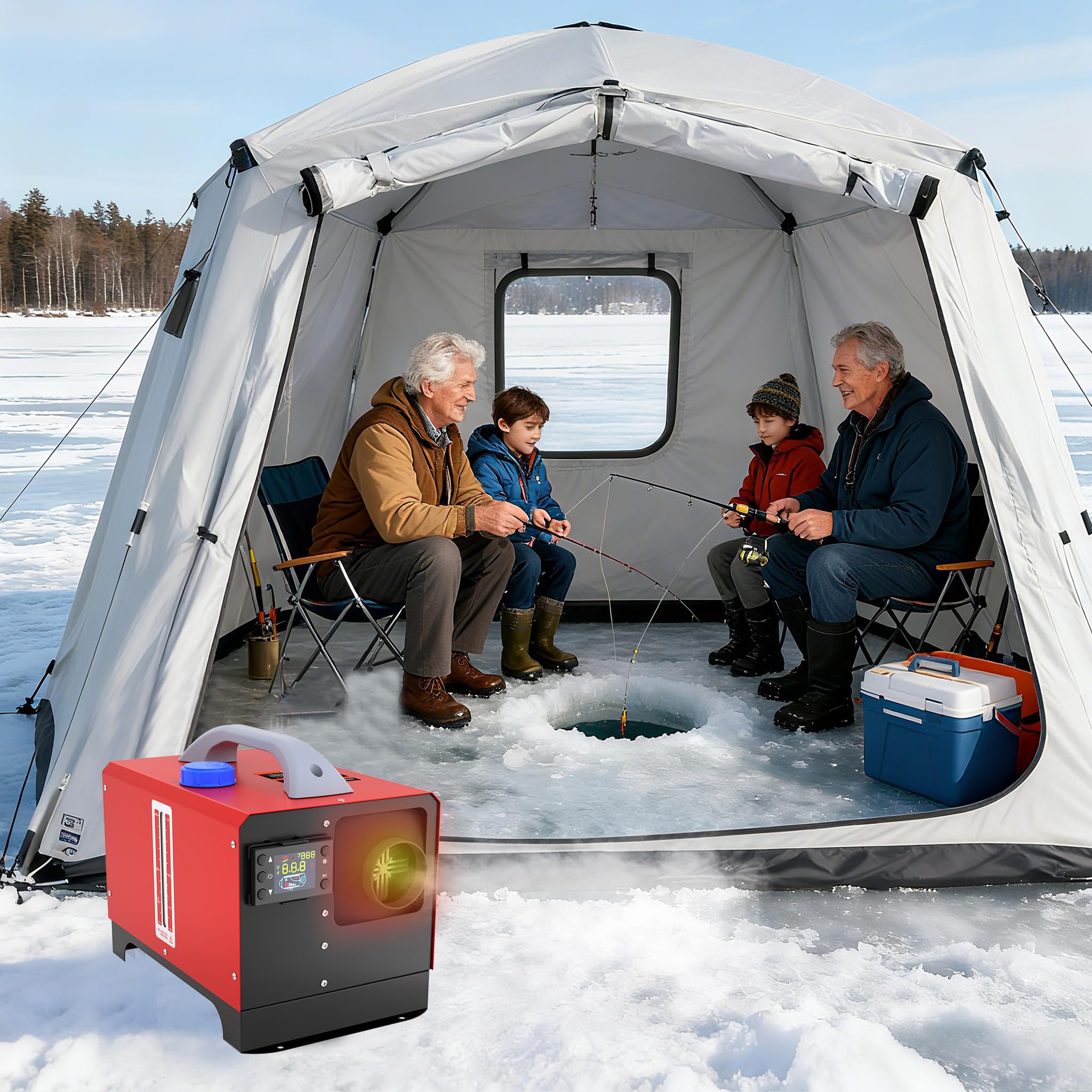 ACXIN Riscaldatore diesel da 12 V, 8 KW, per campeggio, giardino, terrazza, portatile, con telecomando, monitor LCD, a risparmio energetico, per esterni, per tenda, roulotte