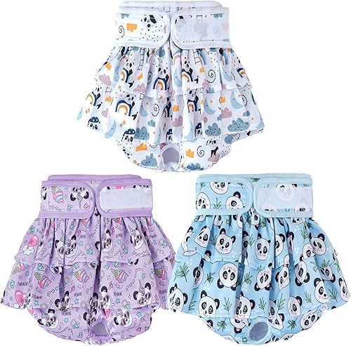 Miniatura 8 de Pañales lavables para perras, paquete de 3 pañales reutilizables de alta absorción, a prueba de fugas, para hembras en celo, período, incontinencia,