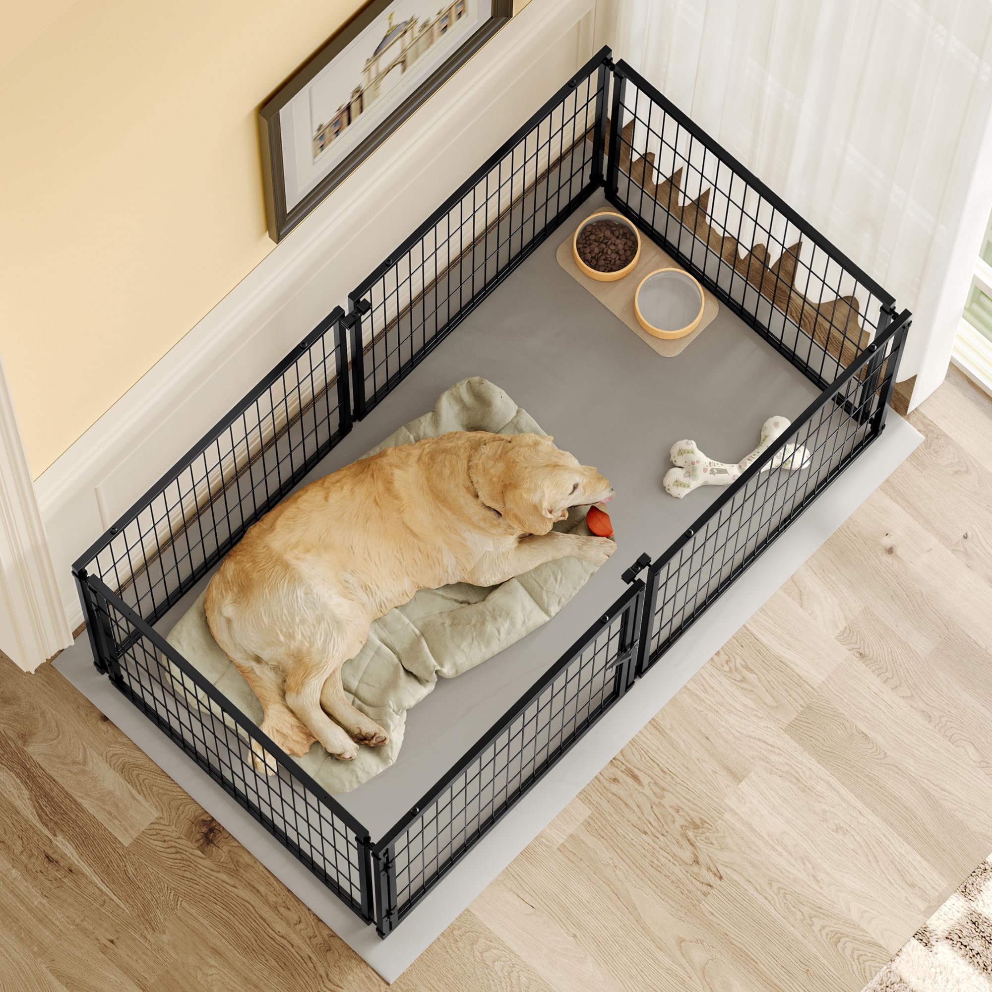 Modulare Hundebox Für Zuhause Und Reise, Hundegehege Mit Sicherheitsdeckel Und Verstellbarem Zugang, Stahlkonstruktion Mit Rostschutz, PVC-Bodenmatte Für Kleine Bis Große Hunde (160x80x80cm)