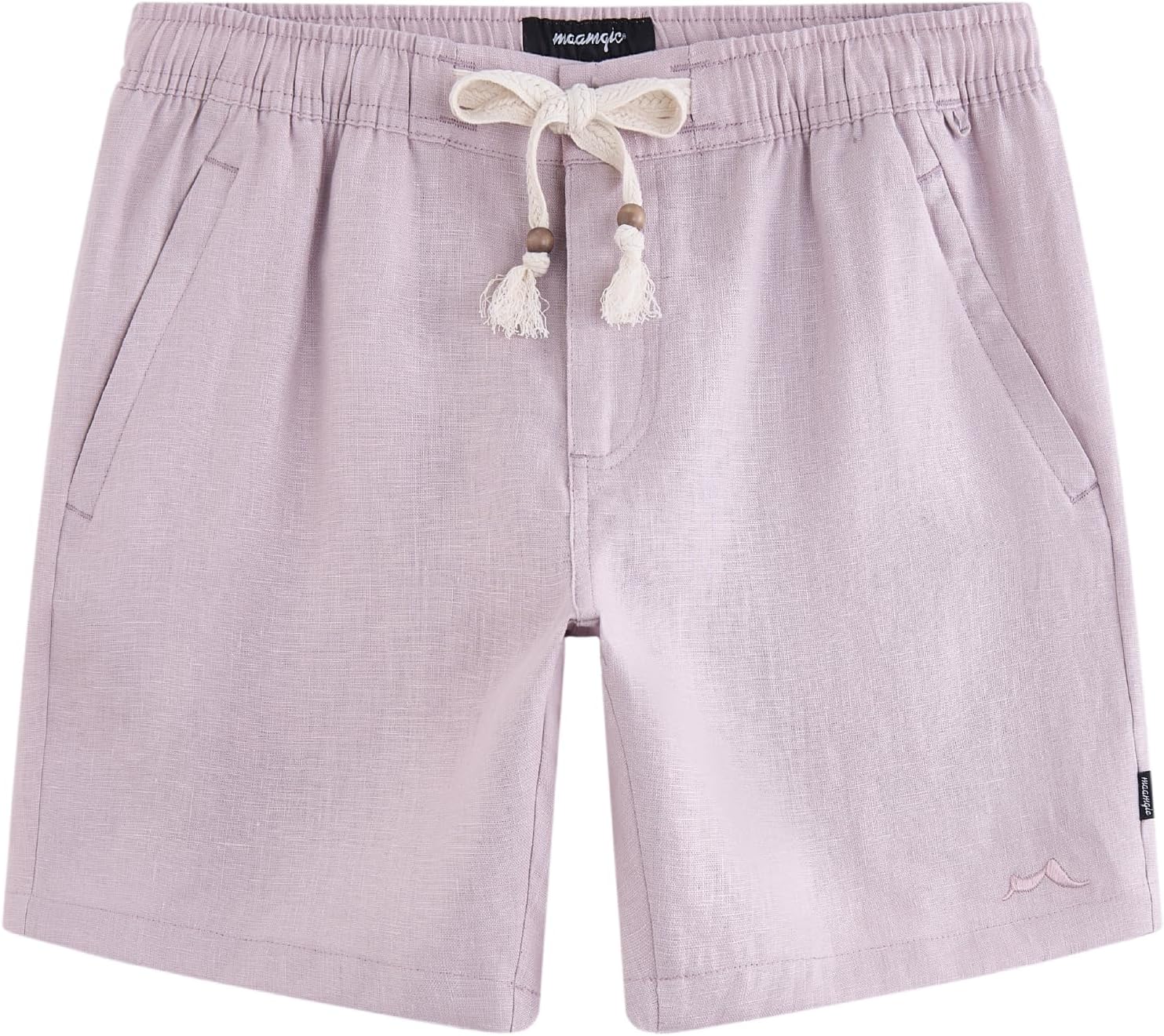 maamgic Mens 100% Linen Shorts Casual Drawstring Elastic Waist, Breathable Summer Shorts for Men Beach Vacation with Pockets