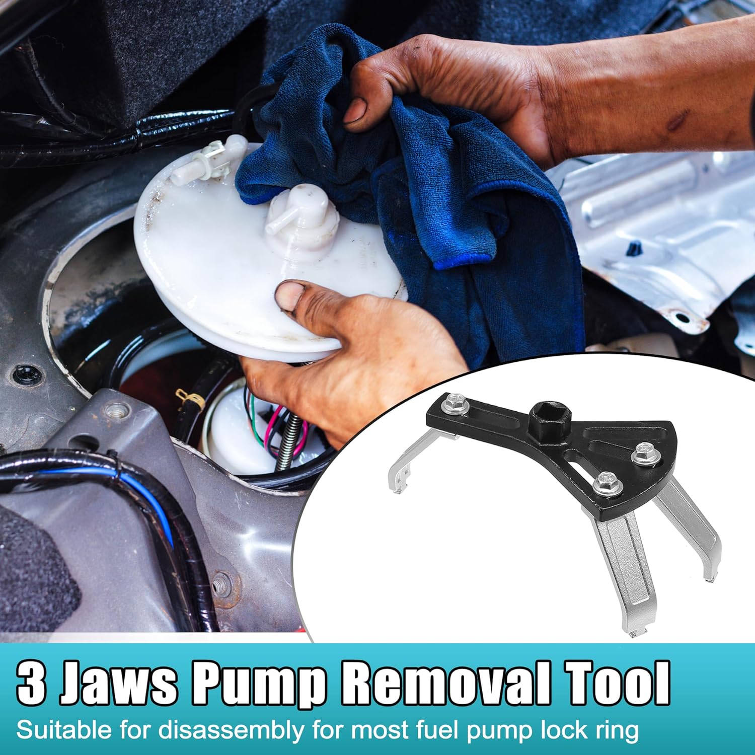 X AUTOHAUX 1 Set Car Fuel Pump Removal Tool Universal Adjustable Fuel Pump Lock Ring Tool Lock Ring Spanner