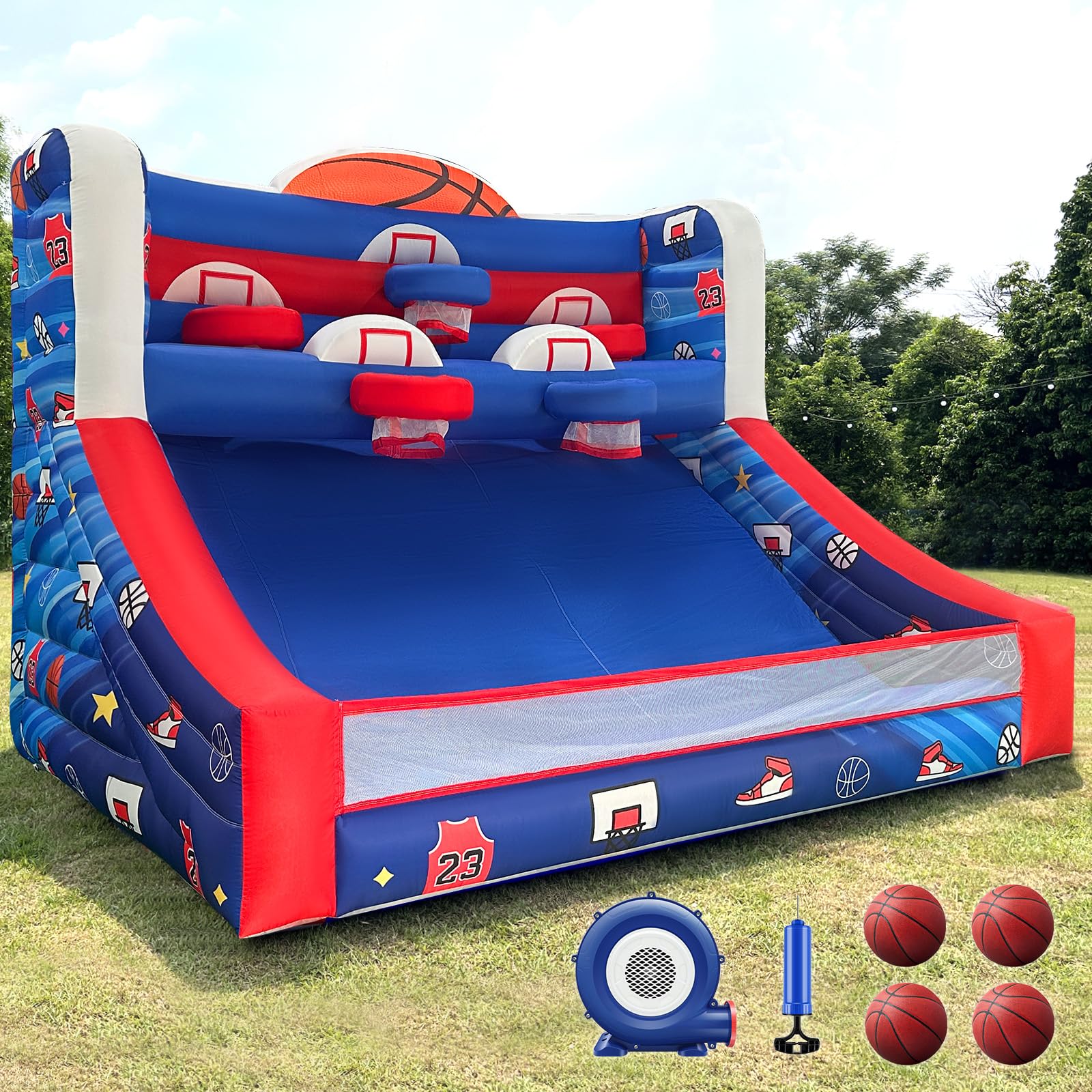 OZIS Inflatable Basketball Hoop Shot with Balls, Inflatable Party Basketball Game with Blower Easy Set Up Ideal for Indoor/Outdoor Shot Basketball Interactive Game