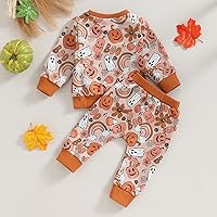Vista 4 de TheFound Conjunto de 2 piezas de sudadera con cuello redondo y diseño de calabaza para Halloween, para Halloween y otoño e invierno