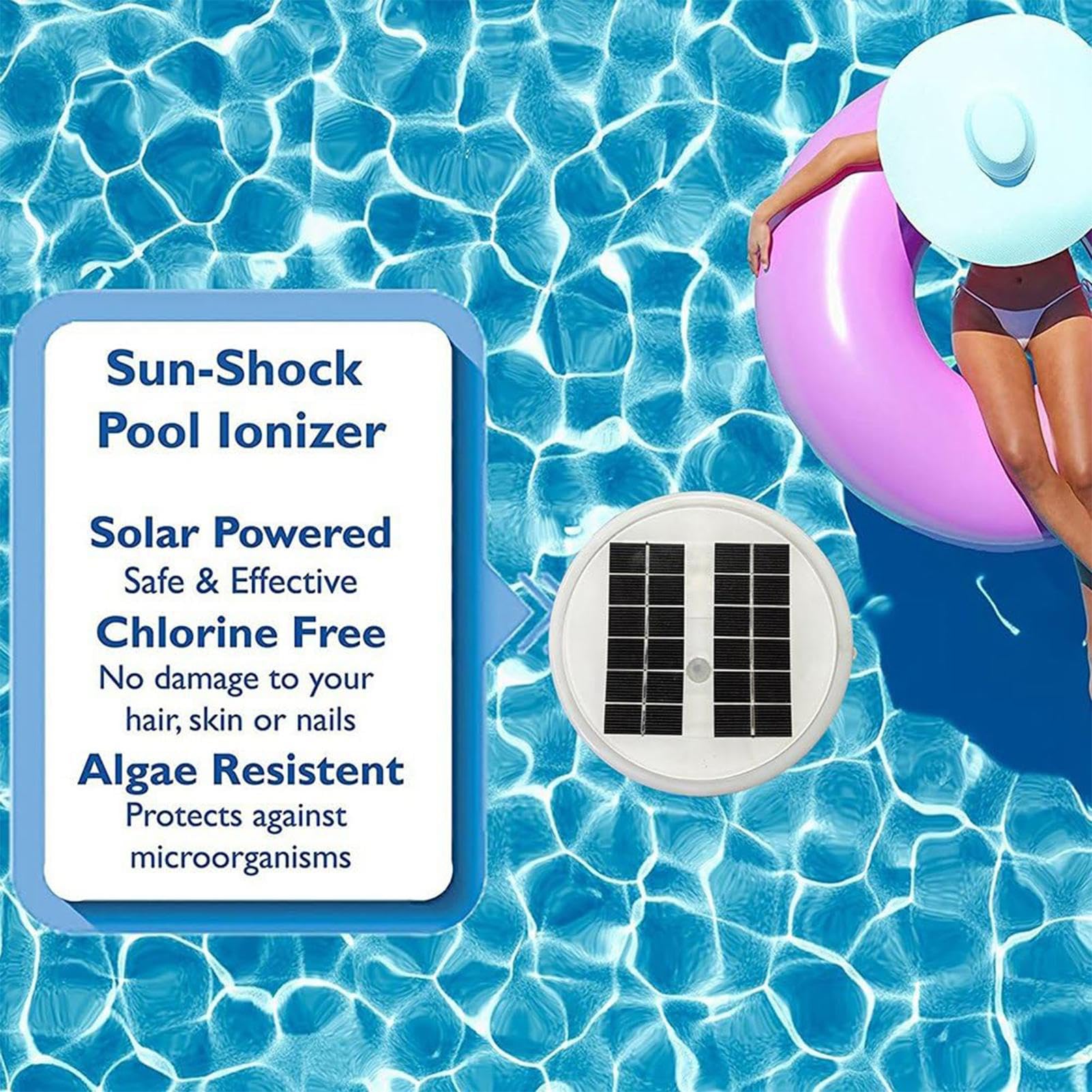 Solar-Pool-Ionisator – Kupfer-Wasserreiniger, schwimmender Reiniger, automatisches Ionisationssystem mit mehrfarbigen LED-Lichtern, perfekt für Salzwasser, Süßwasserpools, Spas, Whirlpools