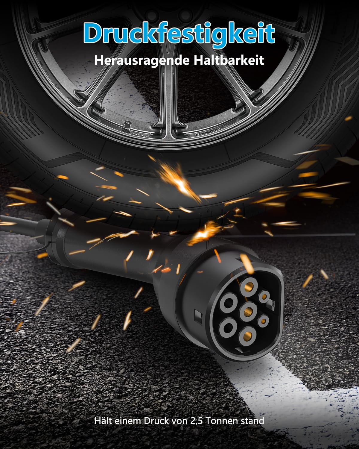 EzGoGo Typ 2 Ladekabel, 11 kW / 16A / 3-Phasig / 8 Meter/Modus 3, Typ 2 EV Ladekabel für Elektroauto mit Tragetasche und Mikrofasertuch
