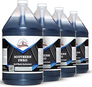 Southeast Softwash Southern Swag - Professional Exterior House Cleaner, Siding Cleaner & Roof Wash Surfactant for Pressure Washing & Soft Wash Applications | Fresh Rain Scent, 1 Gallon (4 Pack)