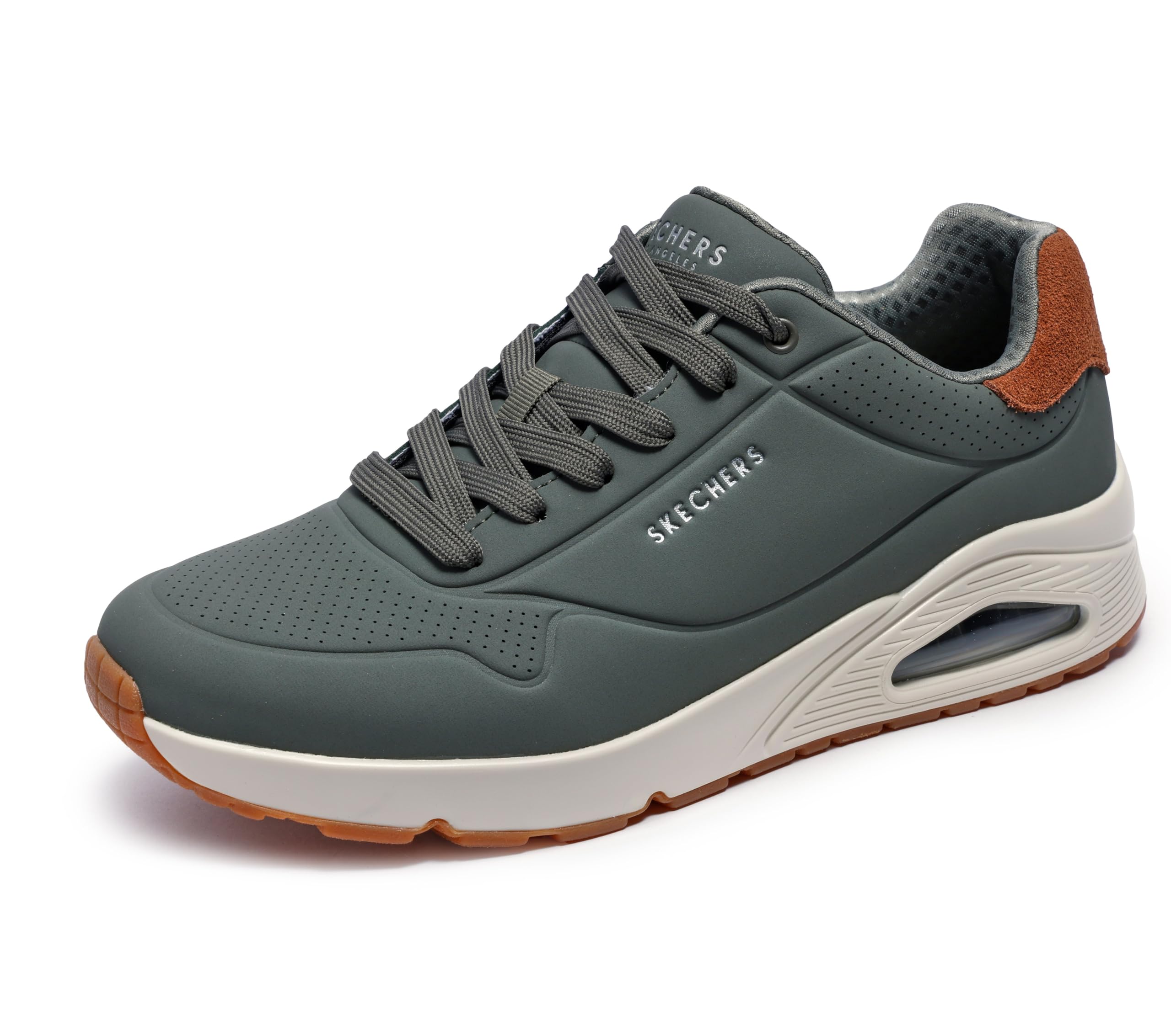 Skechers Men's Uno Suited On Air Trainers, Dusty Olive/Durabuck/Chestnut Suede, 9.5 UK