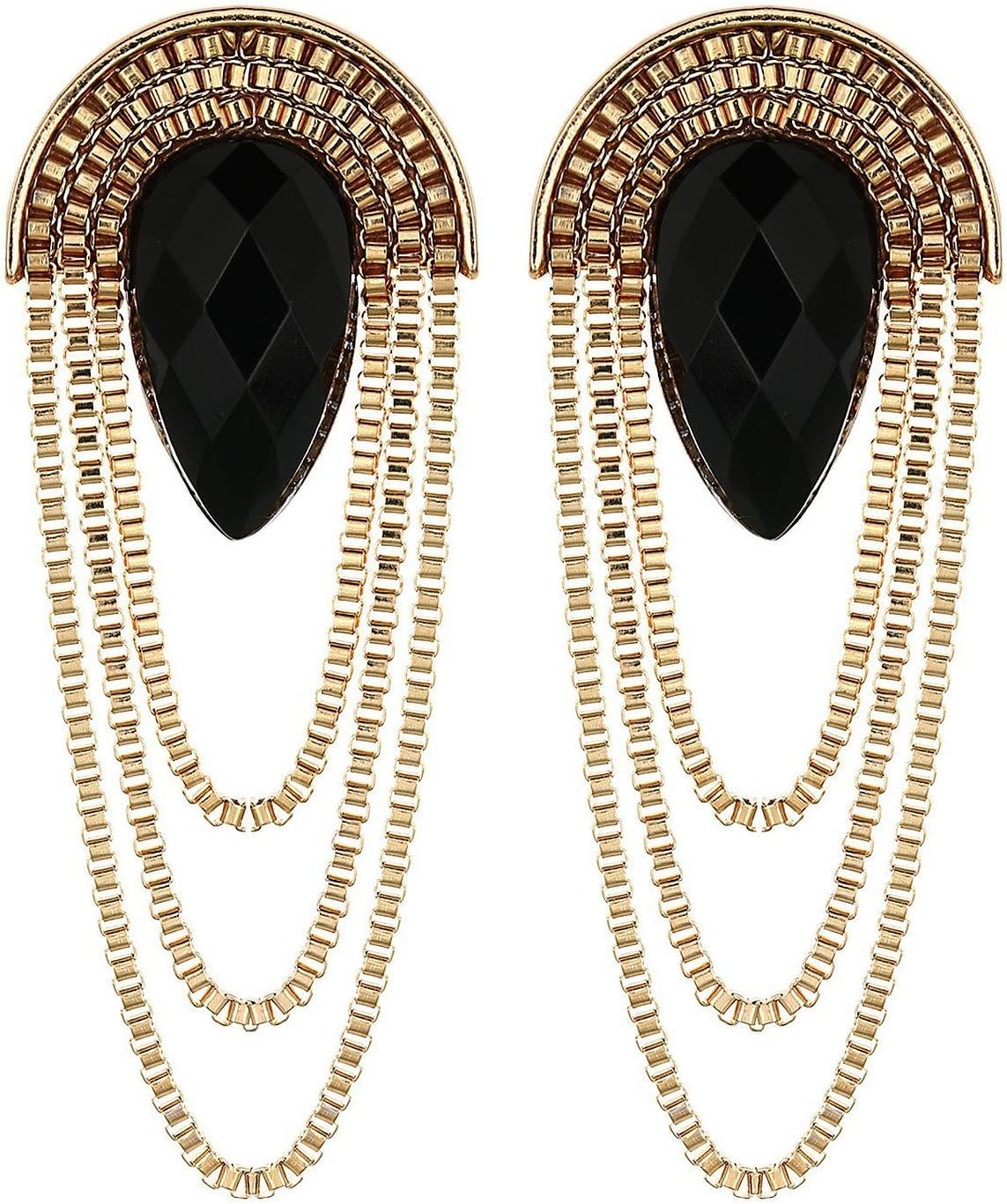 Black Gold Stylish Fancy Earrings For Women & Girls (6946er)