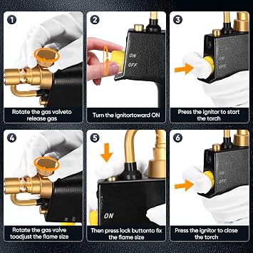 Propane Torch Head with 3 Nozzles, Trigger Start Ignition for High Intensity Welding, Soldering, Cooking (Gas Tank Not Included)
