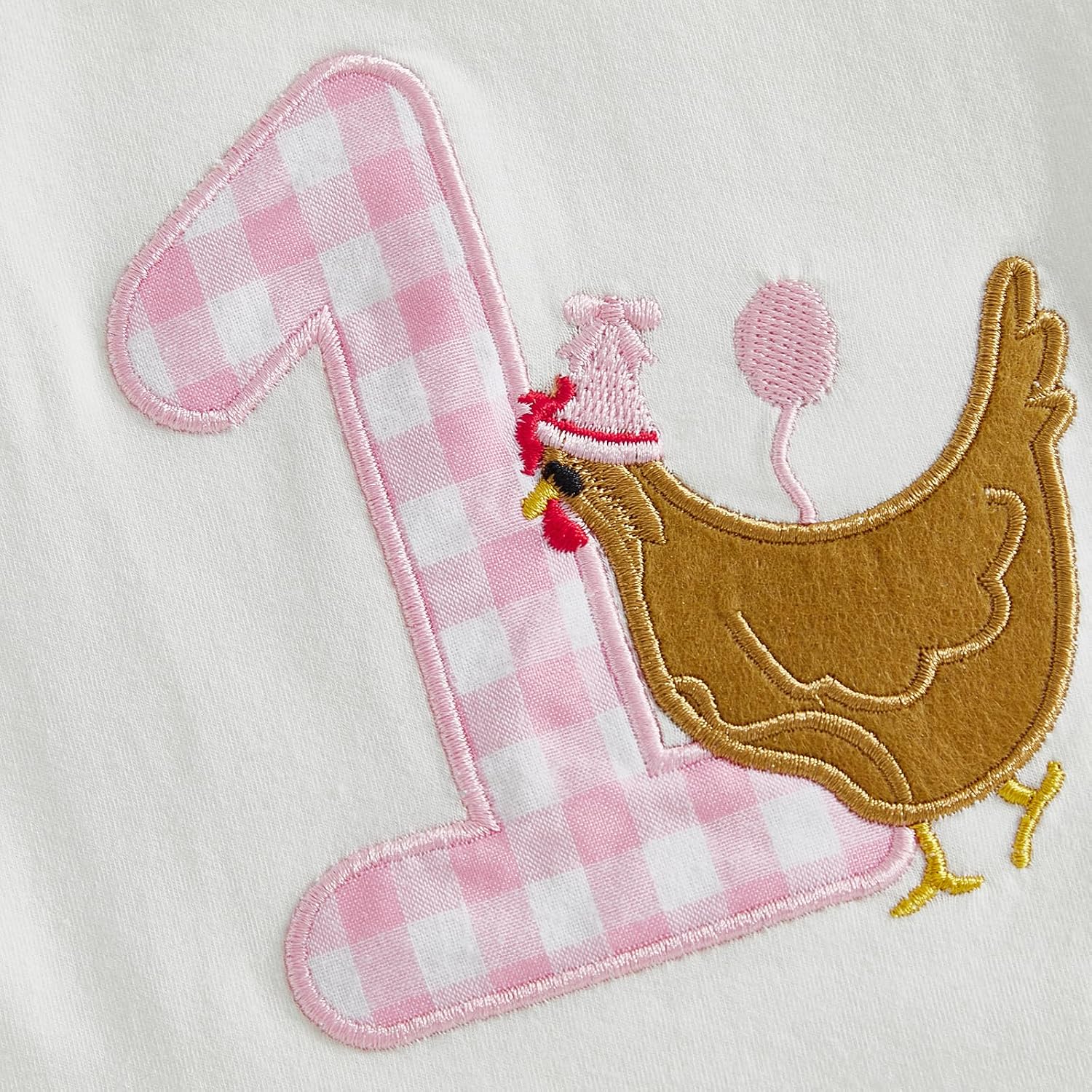 Baby Girl First Birthday Outfit One Cute Chick Birthday T-Shirt Ruffle Plaid Gingham Shorts Set 2Pcs Farm Clothes
