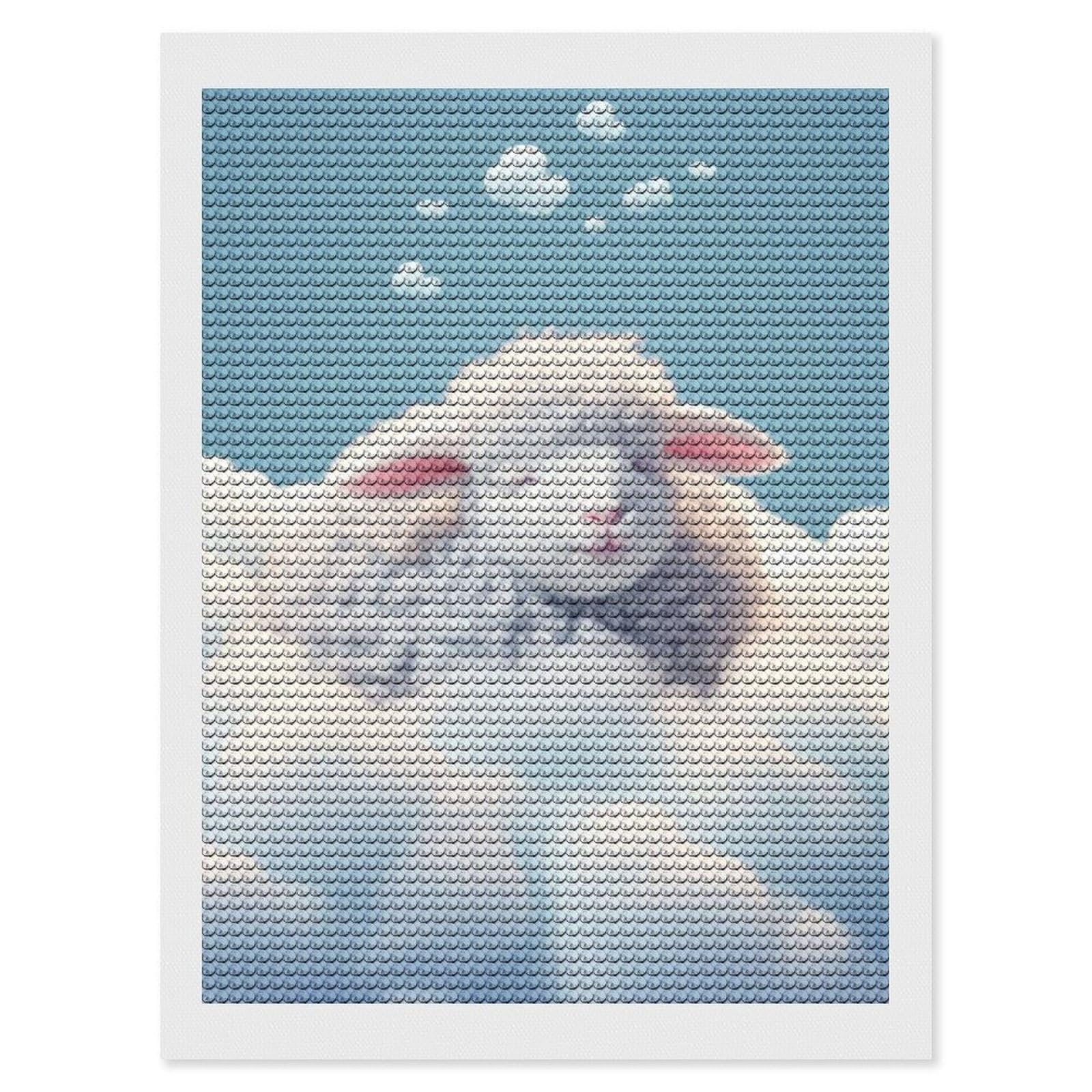 Junmoney Sheep Sleep Diamond Art Canvas 12"x16", for Family Craft Time, Creative Leisure Activity, Living Room Decor, Festive Craft Gift