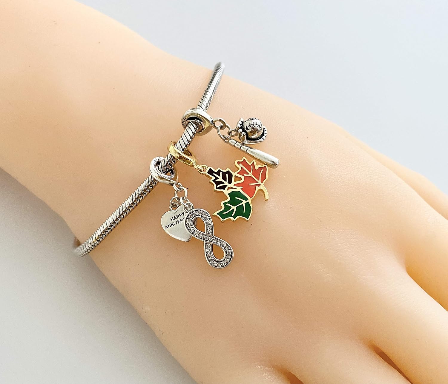 Bolenvi Happy Anniversary & Infinity Forever Love Dangle Pendant, Omni Clasp Clip on 925 Sterling Silver Charms Compatible with Pandora & Similar Bracelets & Necklaces, Charms for Jewelry Making - Image 3