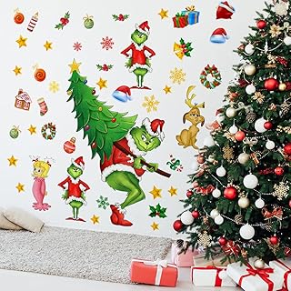 36.92 x 36.06 Inch Christmas Wall Decals Christmas Tree Wall Stickers Re...