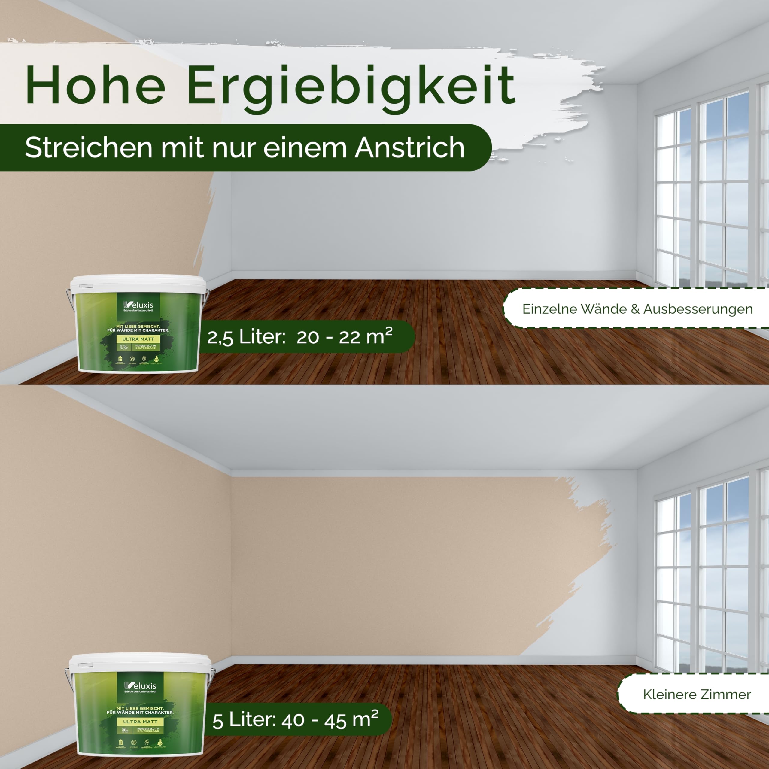 Wandfarbe Beige Braun Creme matt 5 L – Matte Mushroom