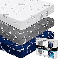 Vista 1 de GROW WILD Pack n Play - Juego de sábanas para cuna, paquete de 3 unidades, juego de sábanas de jersey suave para niños o niñas, colchón de corral