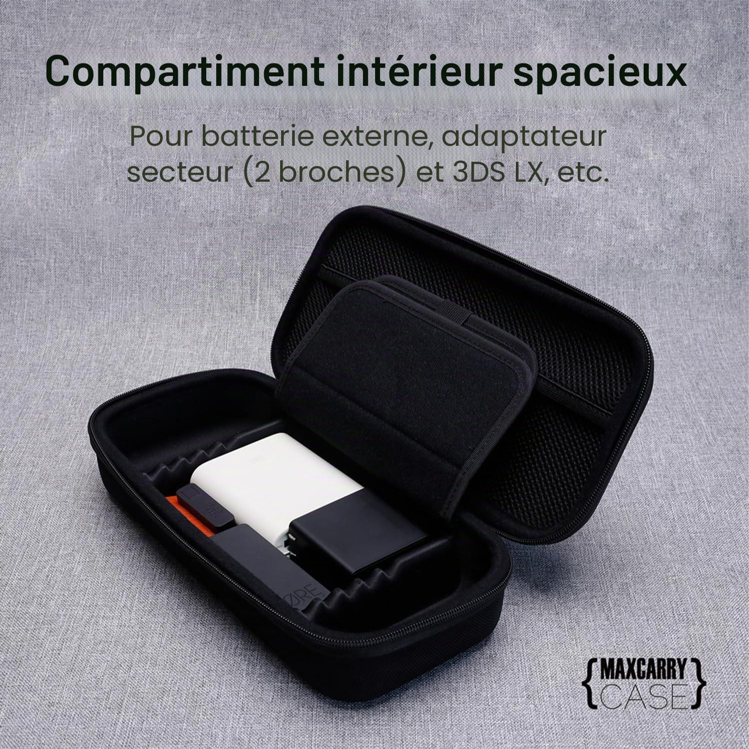 Skull & Co. Étui Maxcarry pour NeoGrip, GripCase Crystal - Étui de Protection de Voyage Portable à Coque Dure avec Rangement pour la Nintendo Switch OLED et OG Switch, GripCase et Accessoires (Noir)