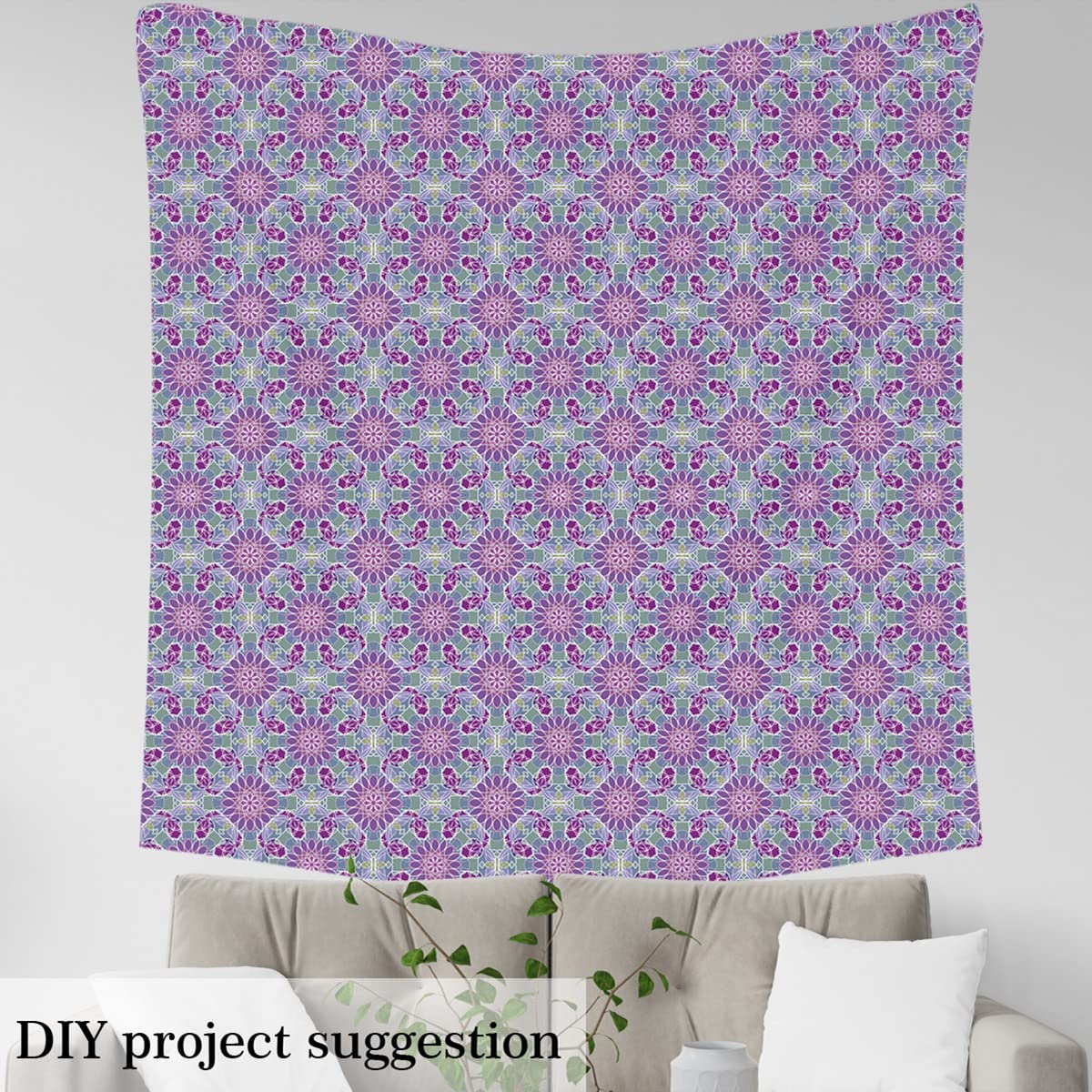 Tela de mandala bohemia de The Yard, tela de tapicería floral de estilo bohemio para sillas, tela geométrica hippie mandala para tapicería y proyectos de bricolaje, 3 yardas, (largo 276 x ancho 150 c