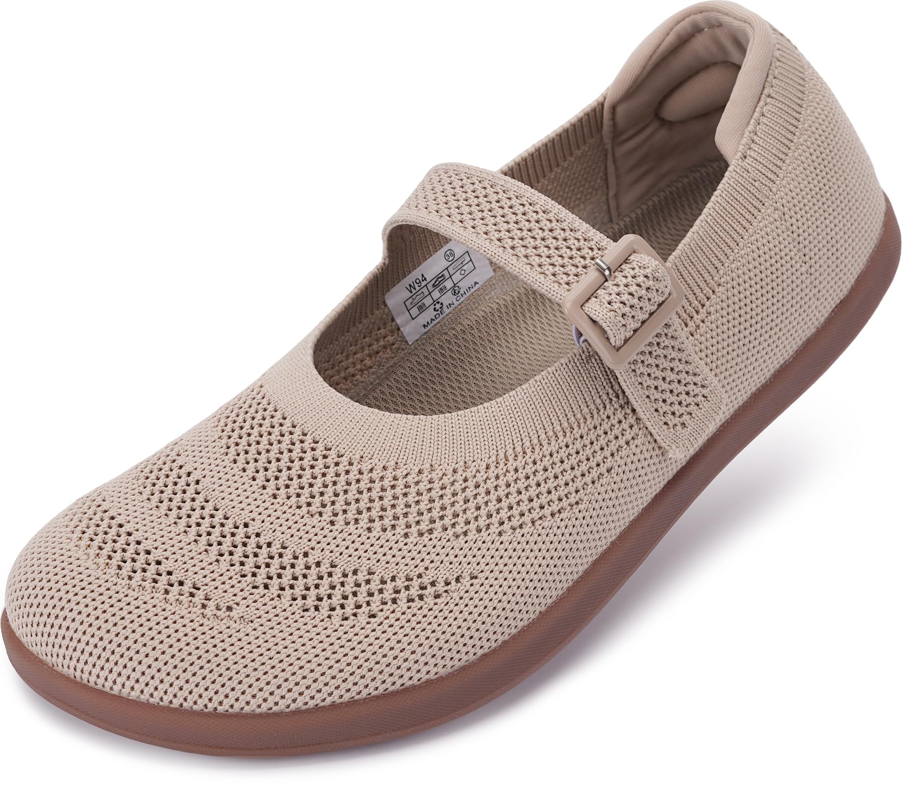 WHITIN Women's Barefoot Mary Jane Flats + Wide Toe Box + Zero Drop Sole + Adjustable Straps